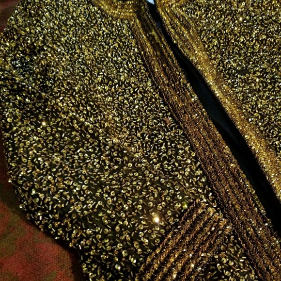 NITELINE Della Roufogali Silk Gold Sequin Jacket S - Picture 4 of 8
